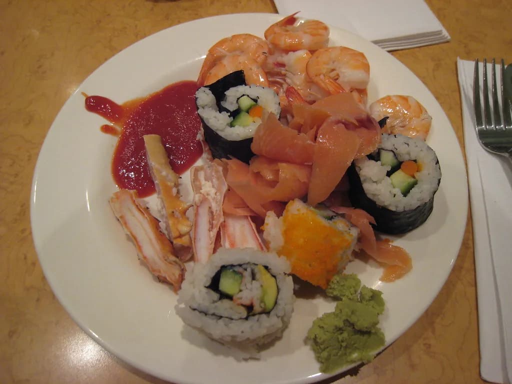 Trays of seafood at a buffet (illustrative photo)