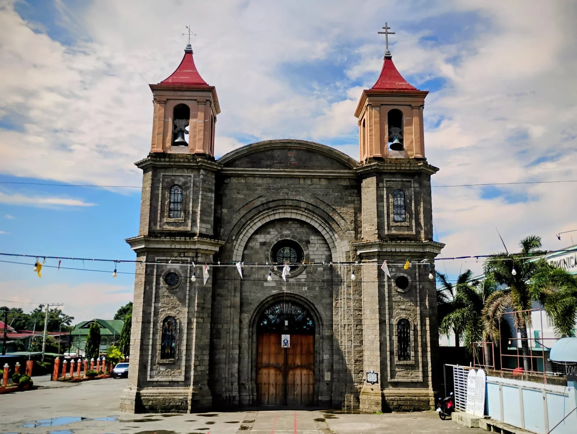Apalit Church with its twin red-capped bell towers