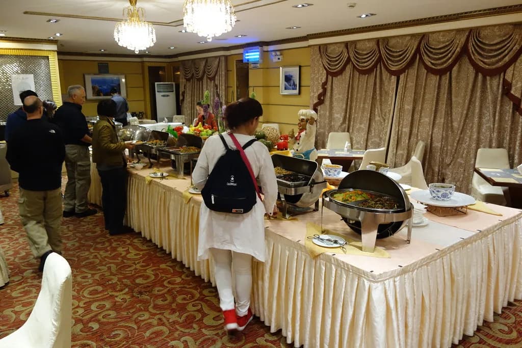 A hotel breakfast buffet spread (illustrative photo)