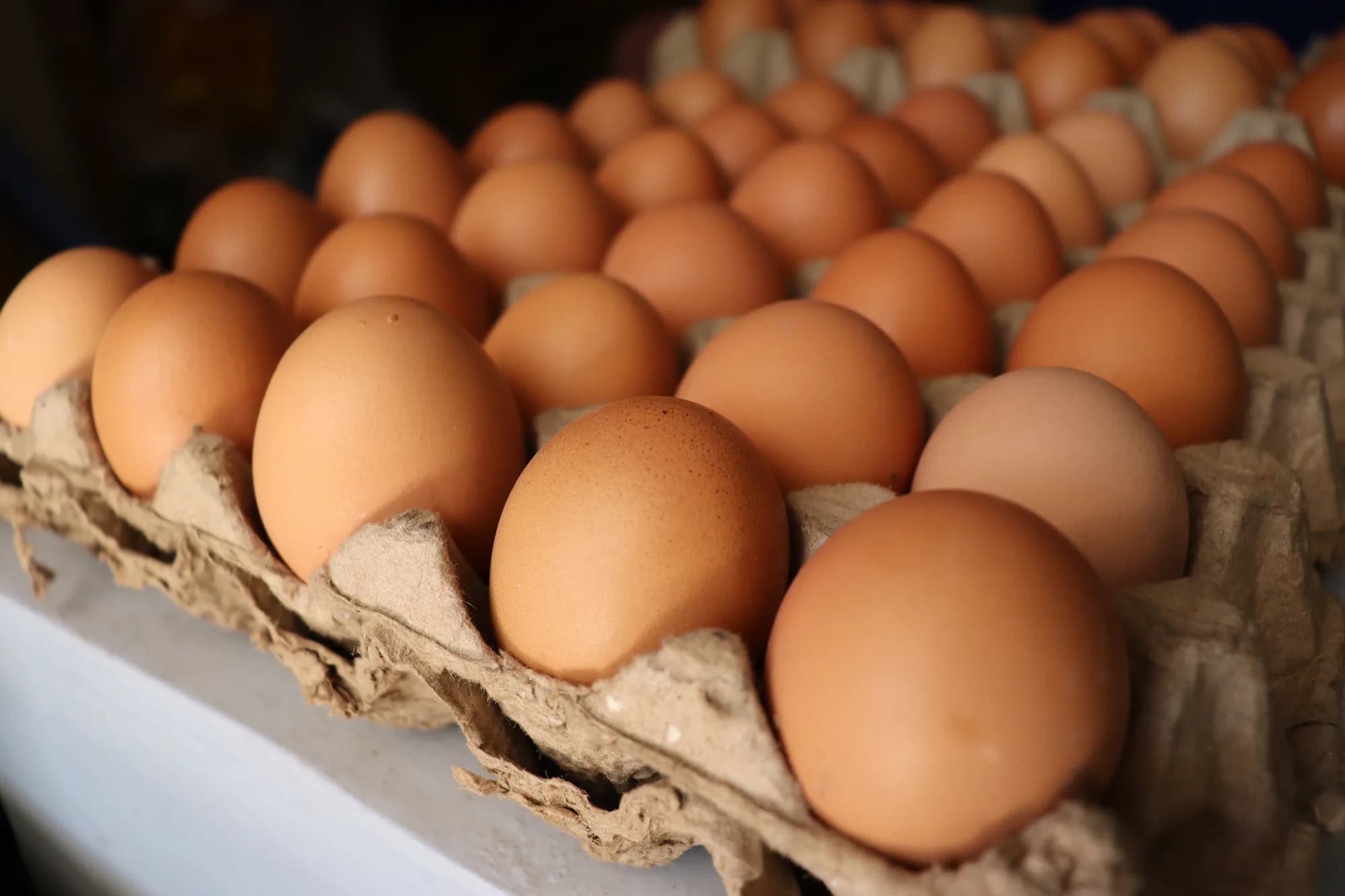A tray of brown eggs (illustrative photo)