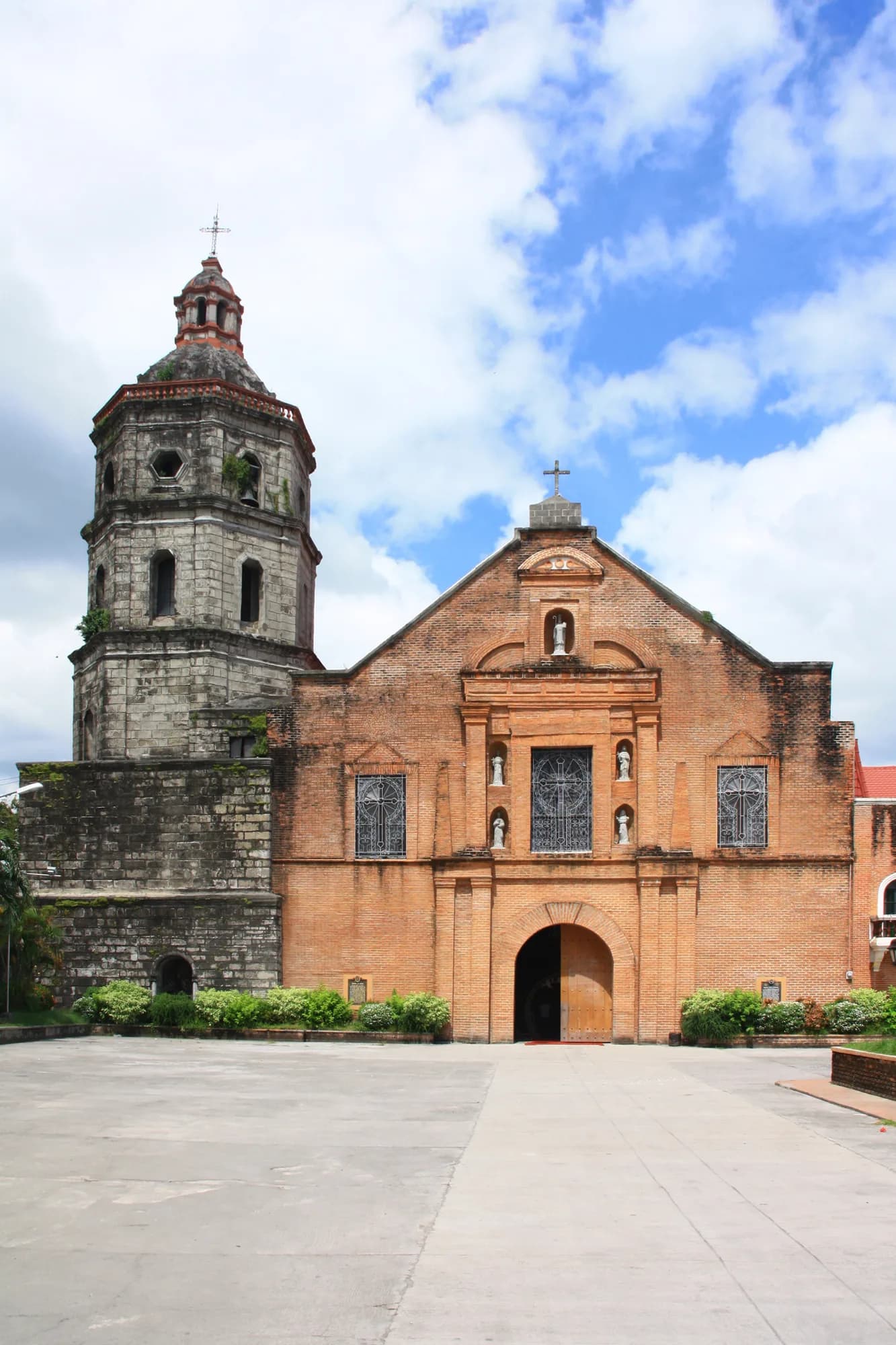 The brick facade of San Agustin Church in Lubao