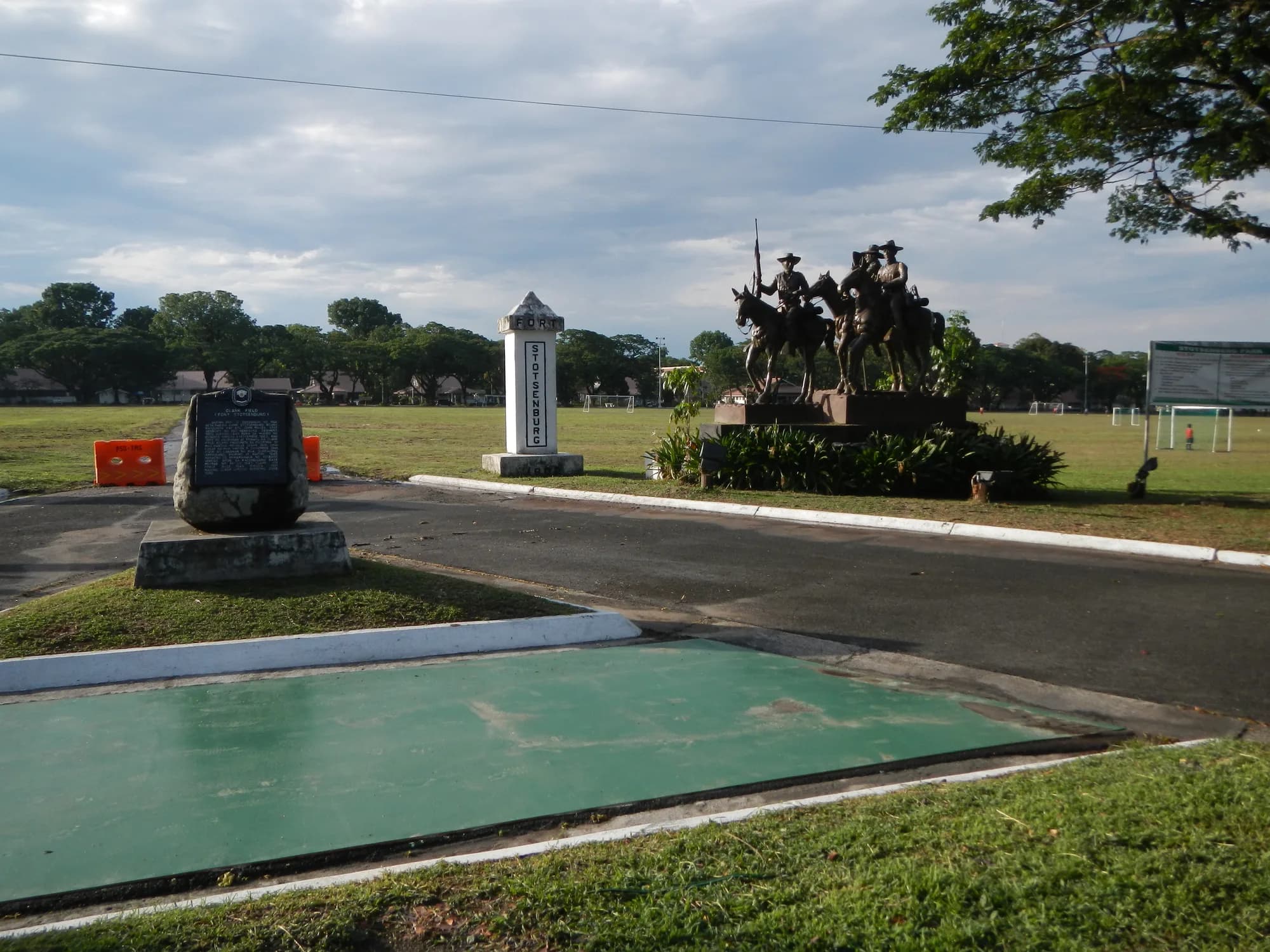 The Fort Stotsenburg gateposts and historical marker at Clark